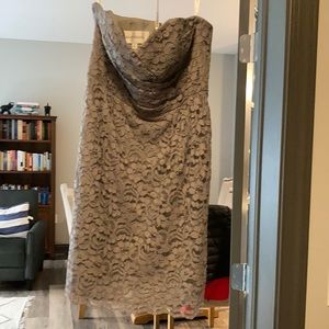 David’s Bridal Short Pewter lace dress 10